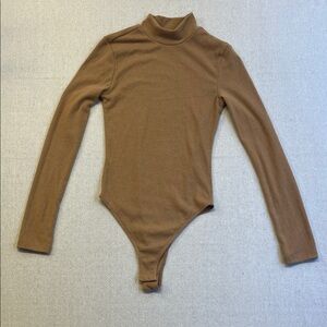 Long Sleeve Brown Turtleneck Bodysuit
